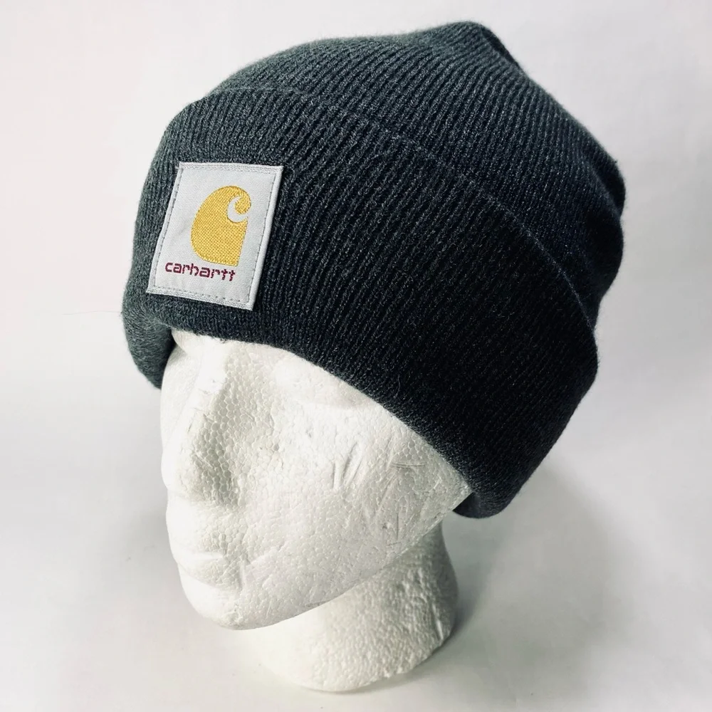 Carhartt Gray Knit Cuffed Foldover Classic Beanie Hat - Unisex